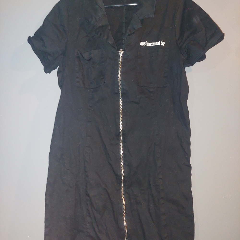 Hot Topic Dysfunctional Black Cotton Blend Cargo Dress